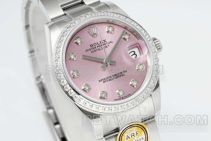 ARF factory Rolex log top one to one high imitation powder disk diamond ring 31mm three compartment link 278289 front real picture