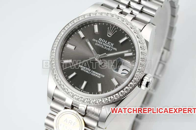 ARF FactoryRolex log 1:1super cloneblack dialdiamond bezel31mm five grid link 278289front live photo