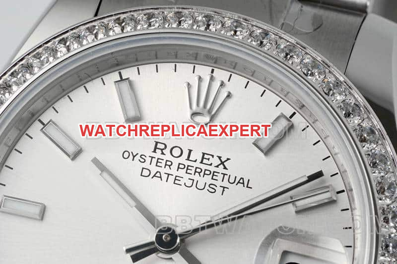 ARF FactoryRolex Log 1:1top-tier replicasilver dial stick hour markers diamond bezel31mm three grid link 278289front live photo