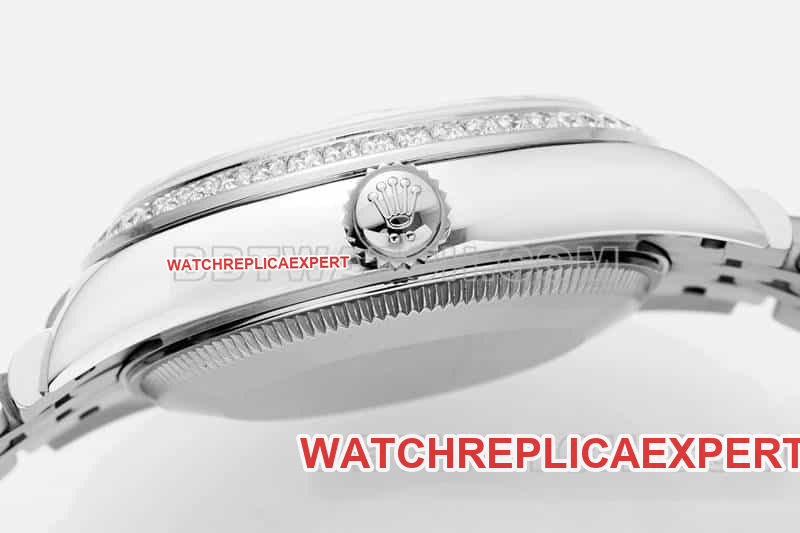 ARF factory Rolex log top imitation black disk Roman numerals diamond ring 31mm five compartment links 278289 side actual photo