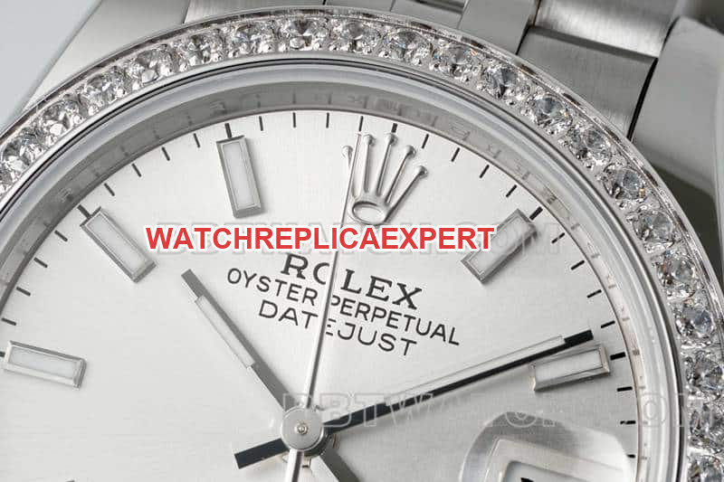 ARF FactoryRolex log top-tier 1:1super clonesilver dial stick hour markersdiamond bezel31mm five grid link278289front live photo