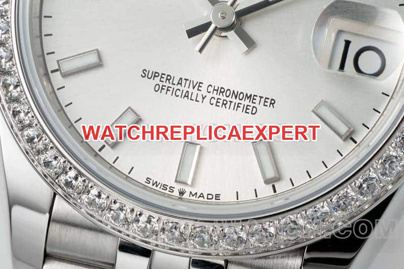 ARF FactoryRolex log top-tier 1:1super clonesilver dial stick hour markersdiamond bezel31mm five grid link278289front live photo