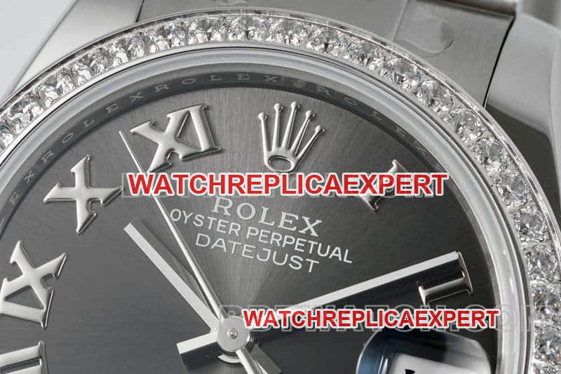 ARF FactoryRolex log top-tier dark gray plate Roman numerals diamond bezel31mm three grid link 278289front live photo