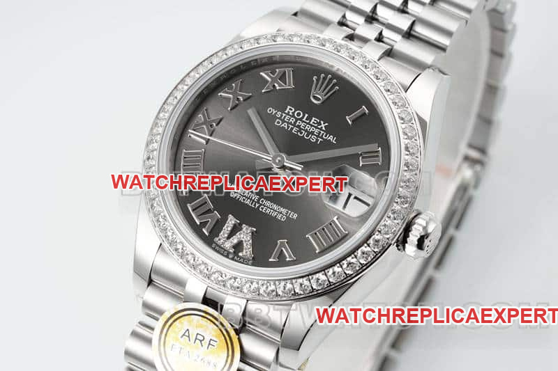 ARF FactoryRolex log 1:1super dark gray plate Roman numerals diamond bezel31mm five grid link 278289front live photo