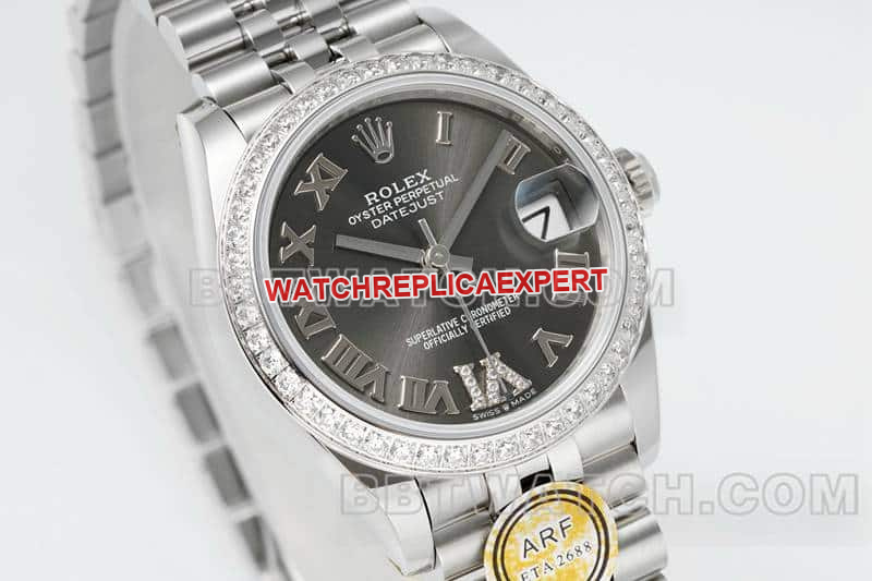 ARF FactoryRolex log 1:1super dark gray plate Roman numerals diamond bezel31mm five grid link 278289front live photo