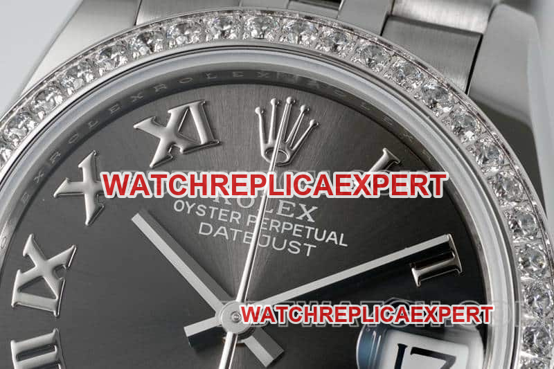 ARF FactoryRolex log 1:1super dark gray plate Roman numerals diamond bezel31mm five grid link 278289front live photo