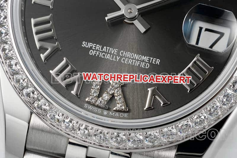 ARF FactoryRolex log 1:1super dark gray plate Roman numerals diamond bezel31mm five grid link 278289front live photo