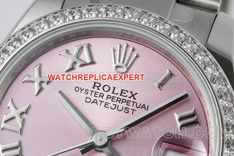 ARF FactoryRolex log 1:1super pink plate Roman numerals diamond bezel31mm three grid link 278289front live photo