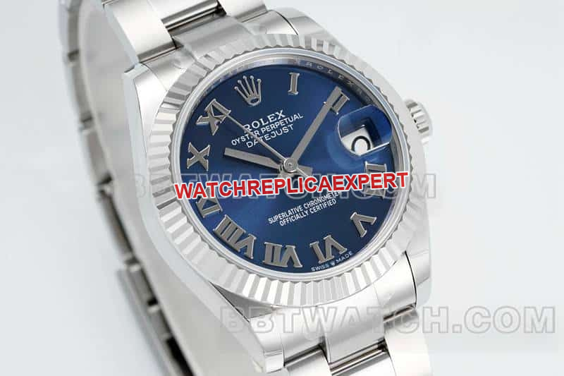 ARF FactoryRolex log 1:1super cloneblue dial Roman numerals 31mm three grid link 278274front live photo