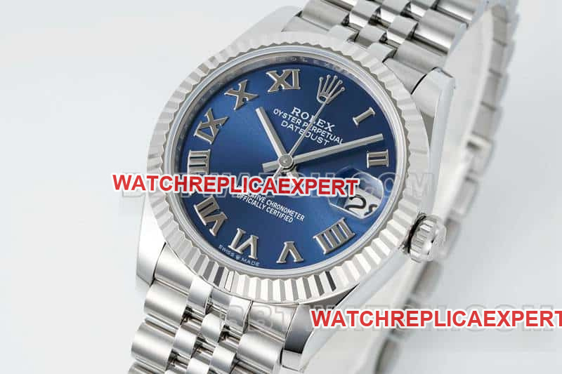 ARF FactoryRolex log super cloneblue dial Roman numerals 31mm five grid link 278274front live photo