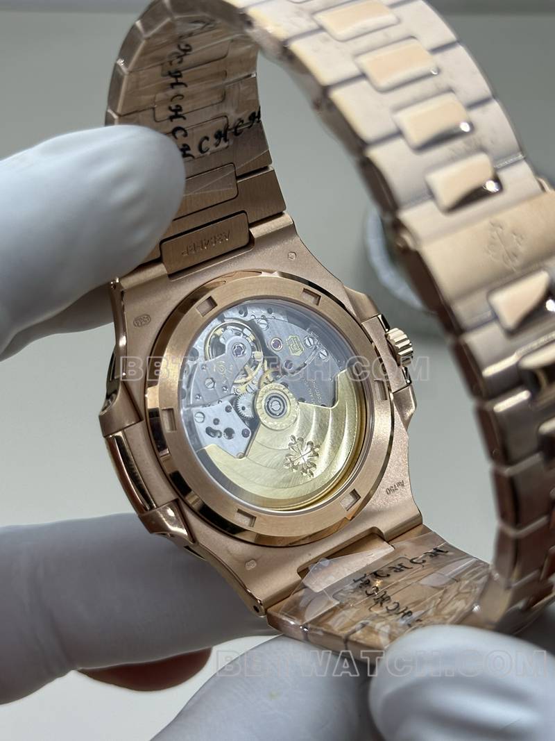 Patek Philippe collectible watch BBF factory Nautilusrose gold coffee tray 324movementsteel bracelet caseback live photo