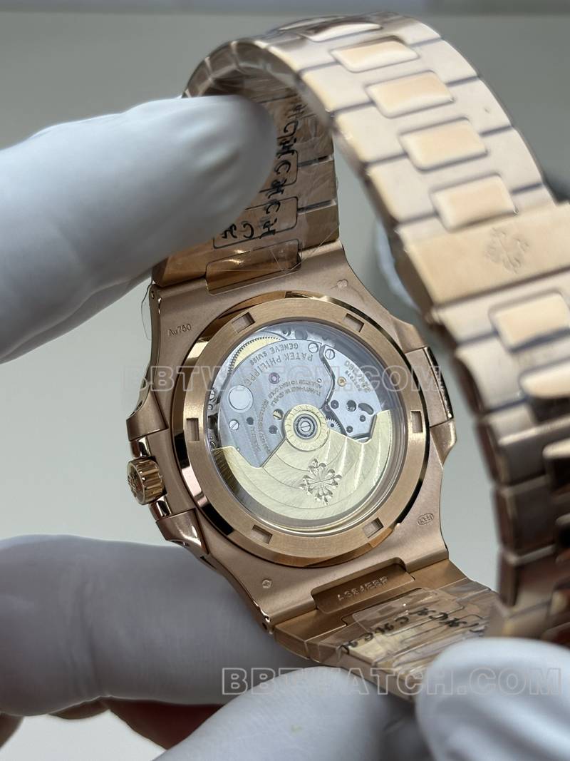 Patek Philippe collectible watch BBF factory Nautilusrose gold coffee tray 324movementsteel bracelet caseback live photo