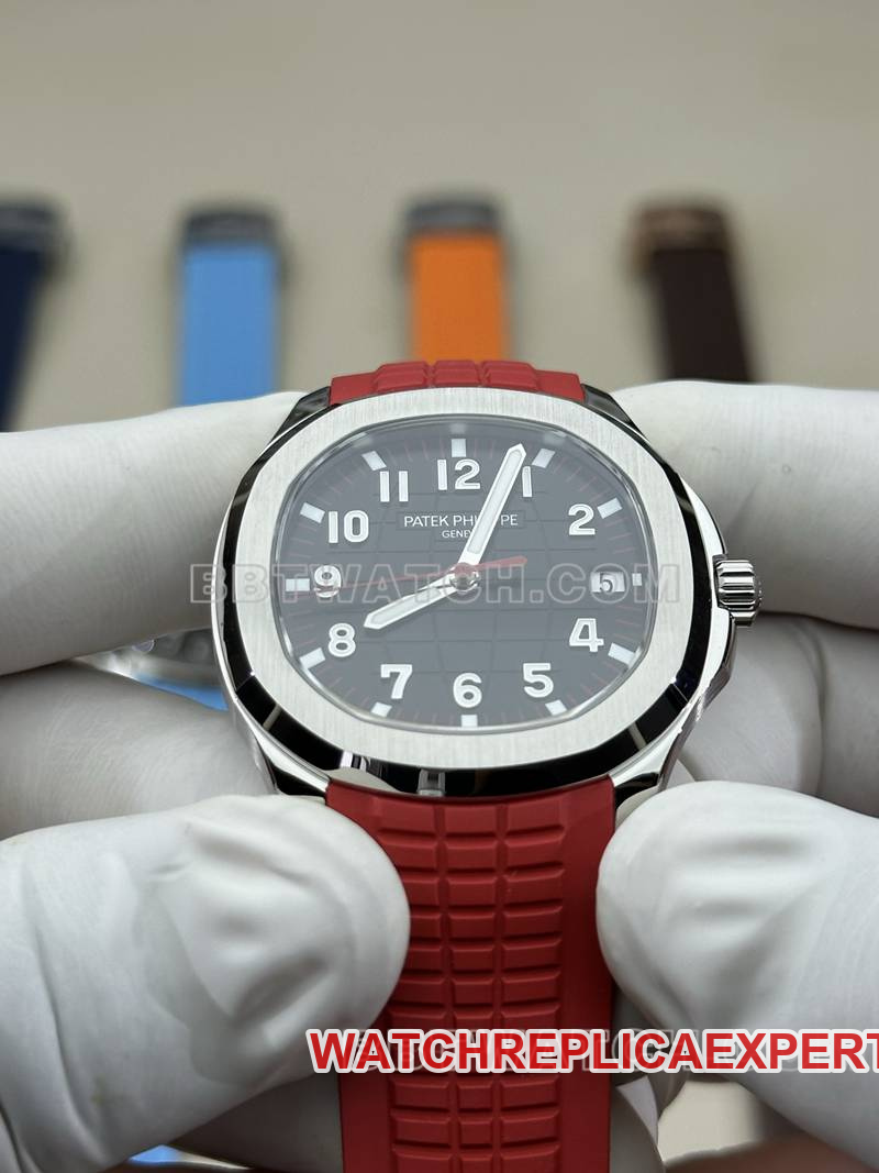Patek Philippe1:1replica watch BBF factory grenade black dial red rubber model 5167Afront live photo