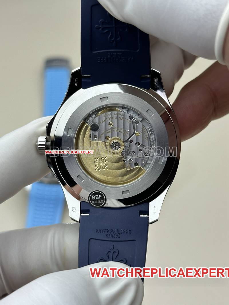 Patek Philippe collectible watch BBF factory grenade blue dial blue rubber model 5168G caseback live photo