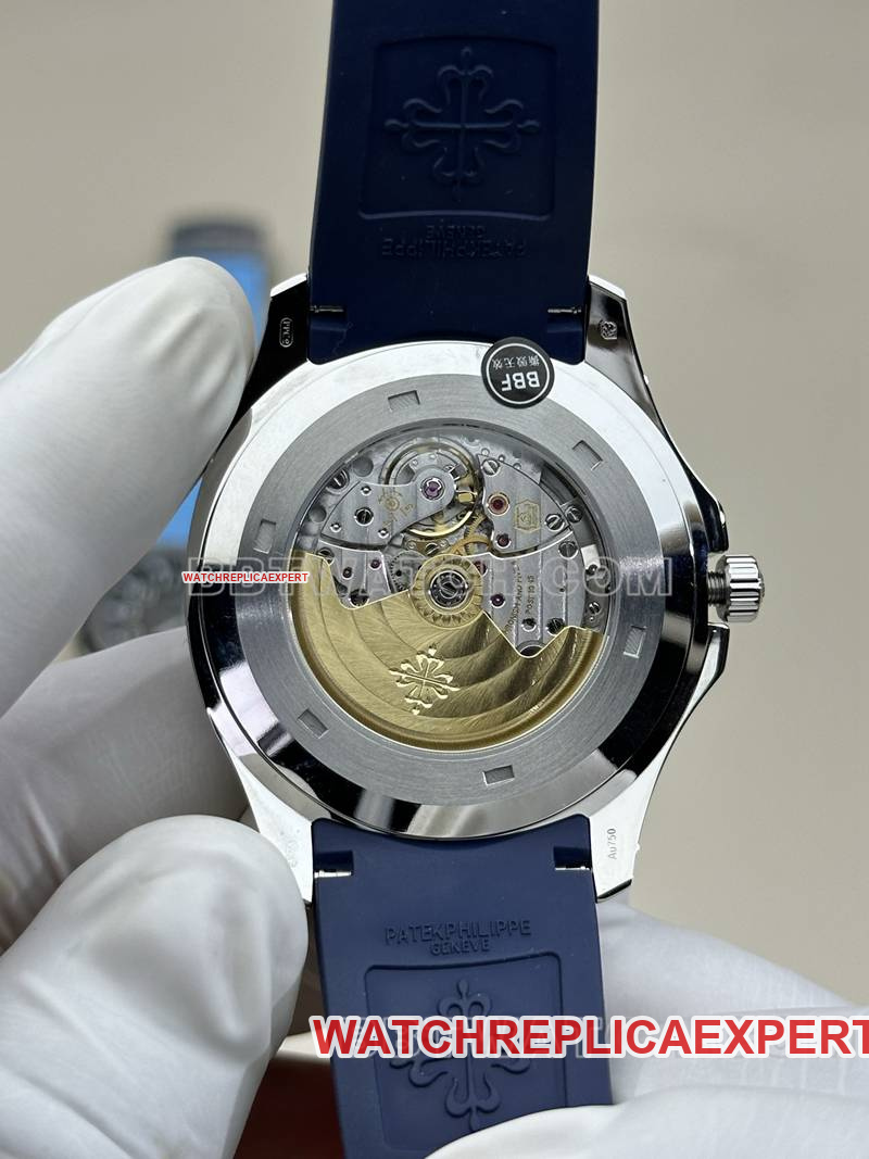Patek Philippe collectible watch BBF factory grenade blue dial blue rubber model 5168G caseback live photo