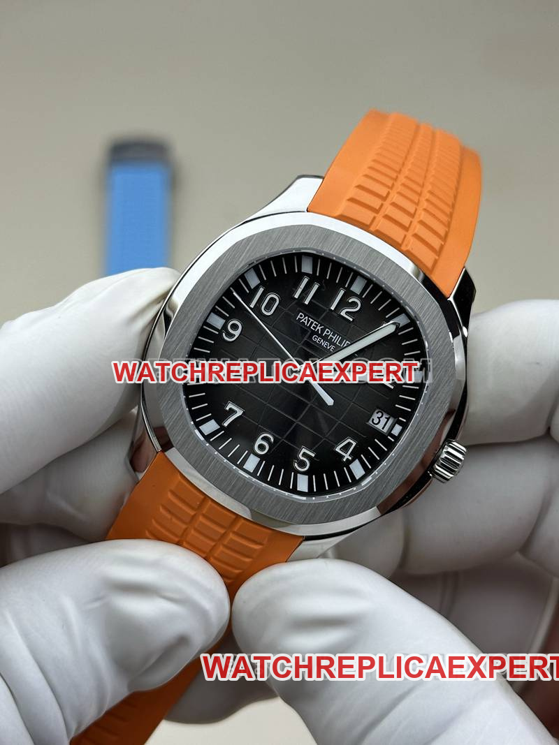 Patek Philippe1:1replica watch BBF factory grenade black dial orange rubber model 5167Afront live photo