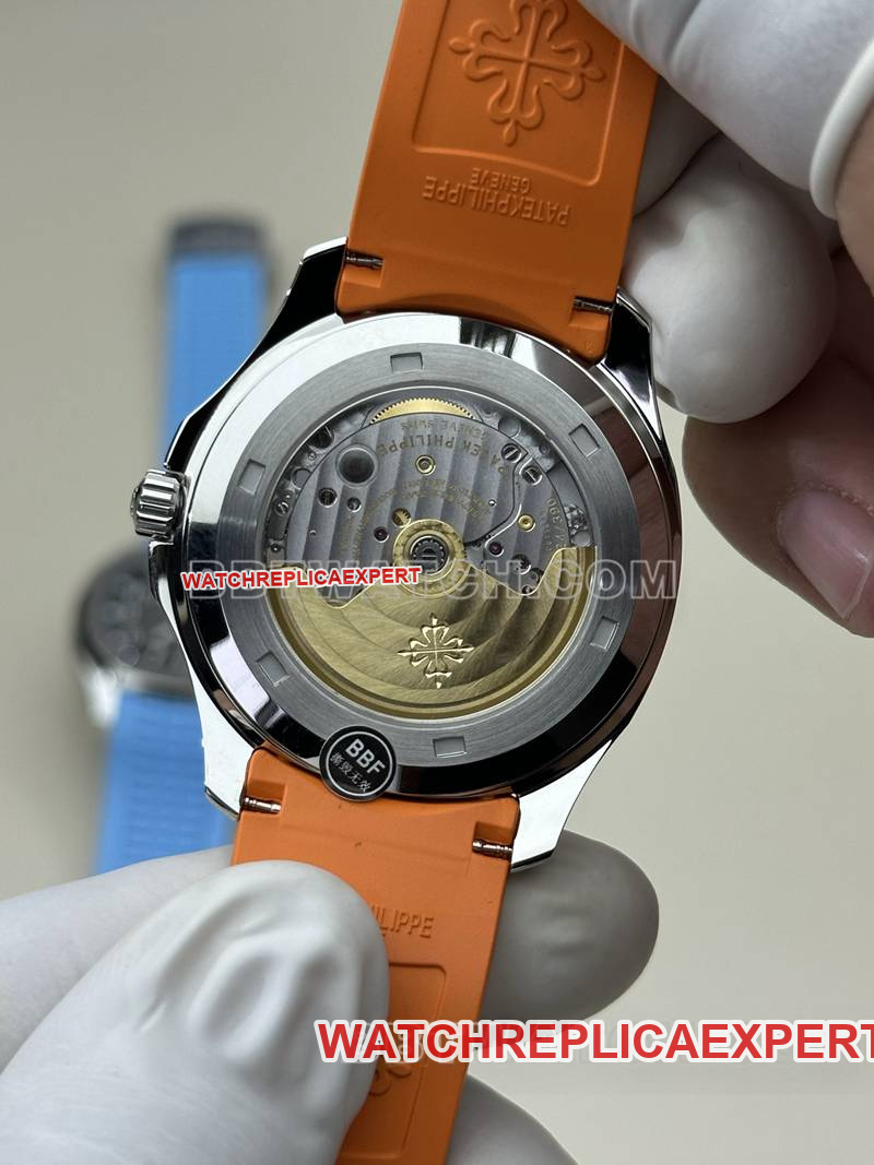 Patek Philippe1:1replica watch BBF factory grenade black dial orange rubber model 5167Acaseback live photo
