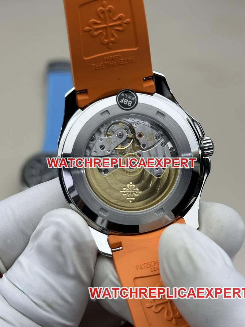 Patek Philippe1:1replica watch BBF factory grenade black dial orange rubber model 5167Acaseback live photo
