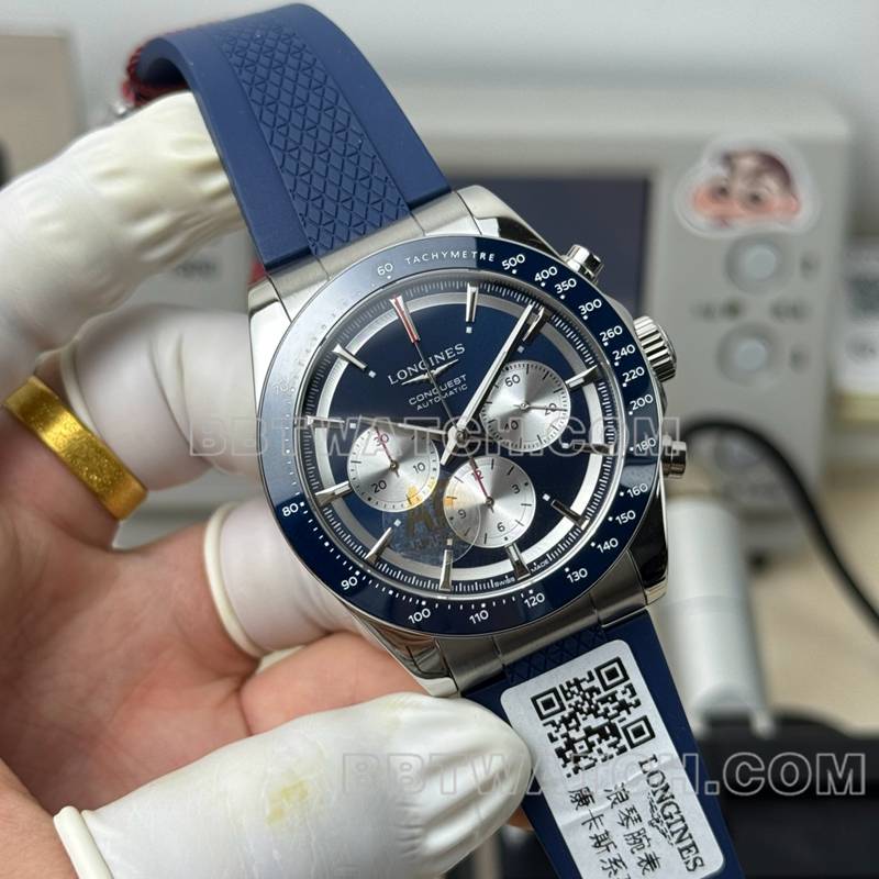 Longinestop-tier watch AF Factory Concas blue dial7750movement42mm rubber model front live photo