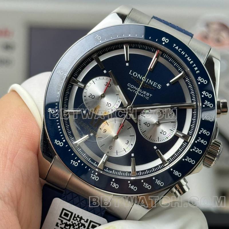 Longinestop-tier watch AF Factory Concas blue dial7750movement42mm rubber model front live photo