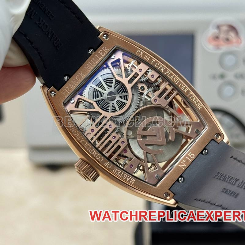 Franck Muller's collectible watch hollow tourbillonleather strap caseback live photo