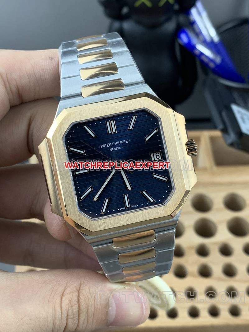 Patek Philippe collectible watch PPF FactoryCubitusblue dial45MM gold steel bracelet model 5821front live photo