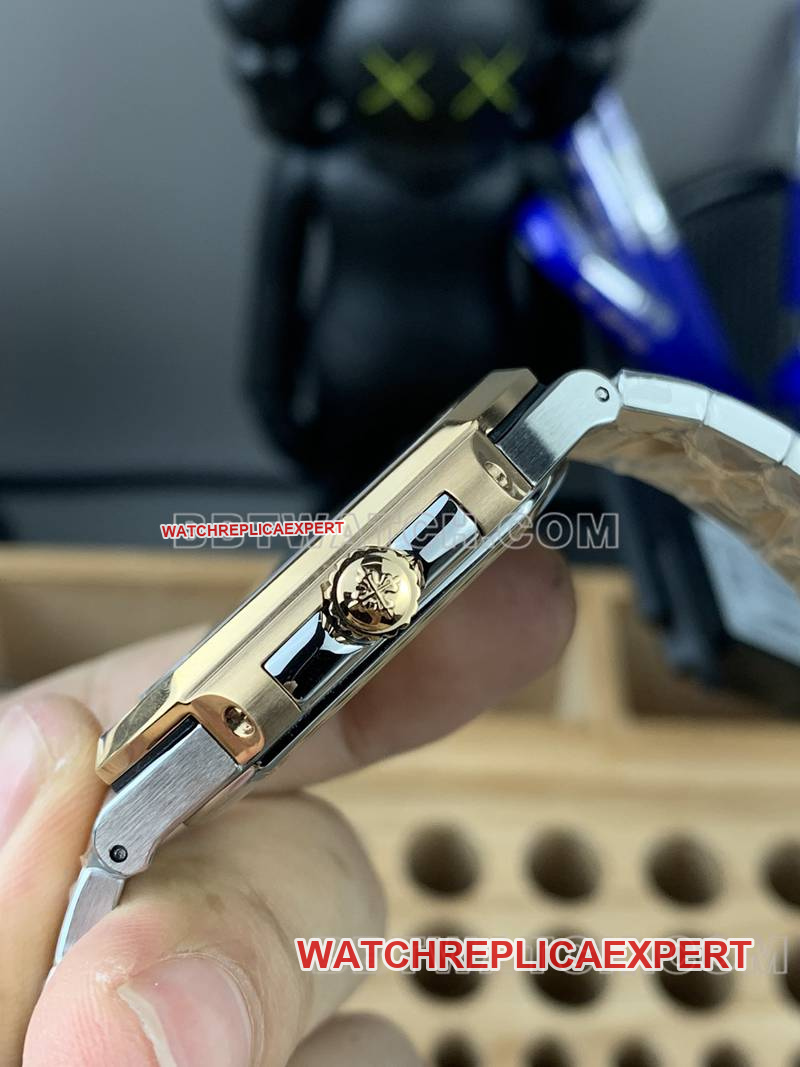 Patek Philippe collectible watch PPF FactoryCubitusblue dial45MM gold steel bracelet model 5821side live photo