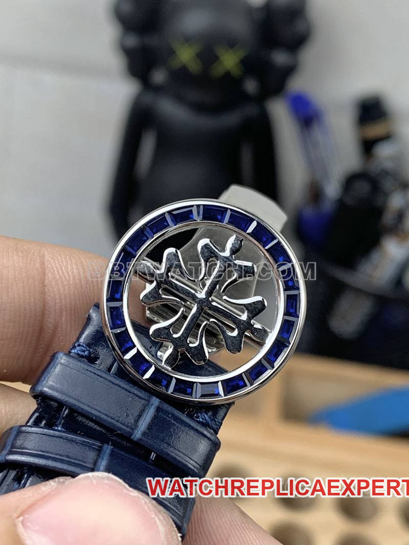 Patek Philippetop-tier watch 3K Factory super complication timepiece blue dial blue diamond bezelleather strap model clasplive photos