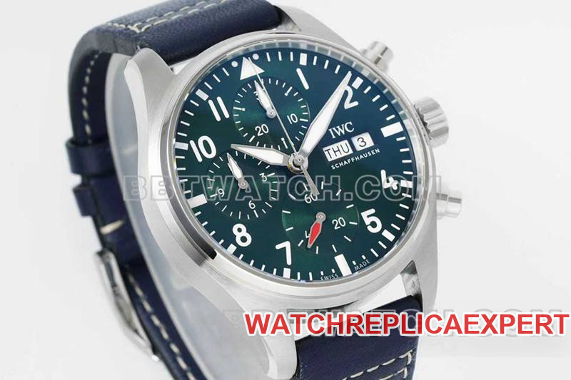 IWC watch APS factory pilot green dialchronograph69385movementleather strap model front live photo