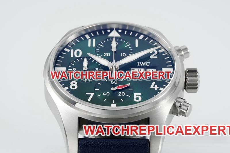 IWC watch APS factory pilot green dialchronograph69385movementleather strap model front live photo