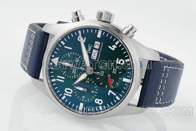 IWC watch APS factory pilot green dialchronograph69385movementleather strap model front live photo