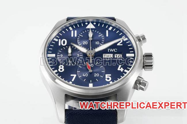 IWC collectible watch APS factory pilot blue dialchronograph69385movementleather strap model front live photo