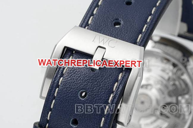 IWC collectible watch APS factory pilot blue dialchronograph69385movementleather strap model braceletlive photos