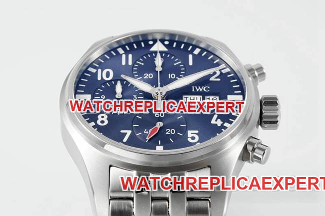 IWCtop-tier watch APS factory pilot blue dialchronograph69385movementsteel bracelet front live photo