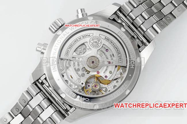 IWCtop-tier watch APS factory pilot blue dialchronograph69385movementsteel bracelet caseback live photo