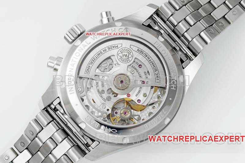 IWC collectible watch APS factory pilot green dialchronograph69385movementsteel bracelet caseback live photo