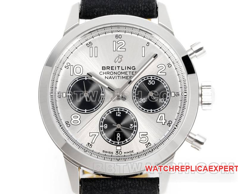 Breitling watch BLS factory transoceanic silver dial41mmchronograph7750movementleather strap model front live photo