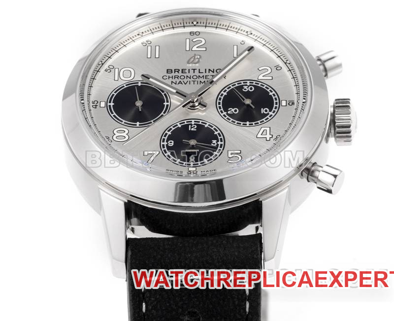 Breitling watch BLS factory transoceanic silver dial41mmchronograph7750movementleather strap model front live photo
