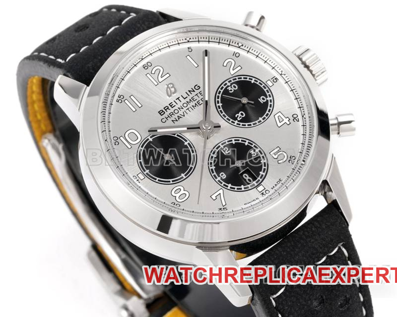 Breitling watch BLS factory transoceanic silver dial41mmchronograph7750movementleather strap model front live photo