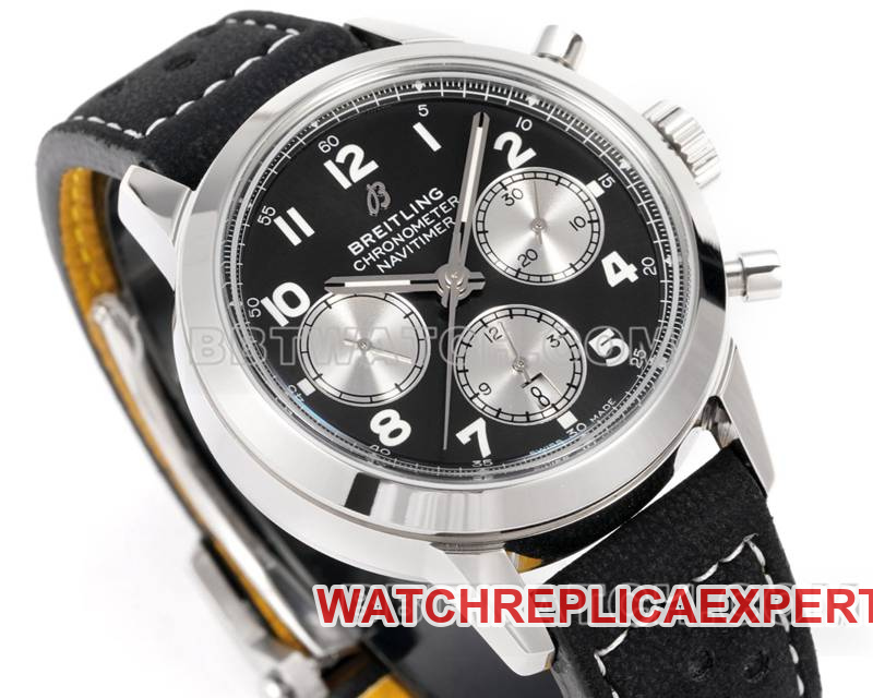 Breitlingtop-tier watch BLS factory Yueyang black dial41mmchronograph7750movementleather strap model front live photo