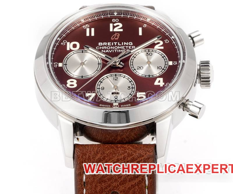 Breitling's collectible watch BLS factory Yueyang red brown plate 41mmchronograph7750movementleather strap model front live photo