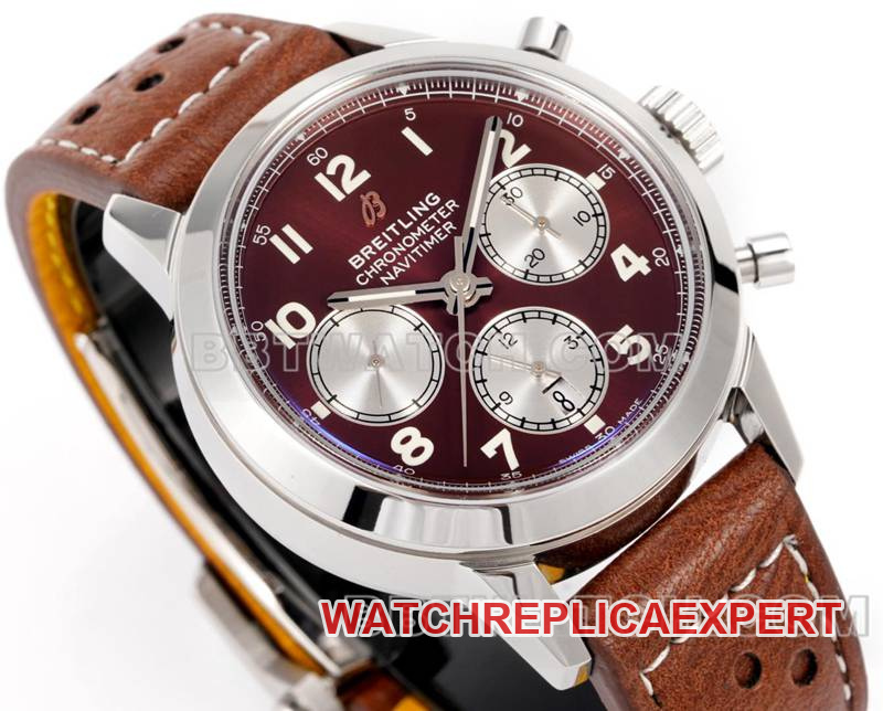 Breitling's collectible watch BLS factory Yueyang red brown plate 41mmchronograph7750movementleather strap model front live photo