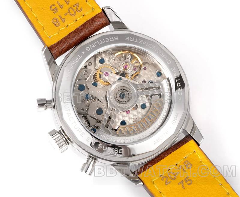 Breitling's collectible watch BLS factory Yueyang red brown plate 41mmchronograph7750movementleather strap model caseback live photo
