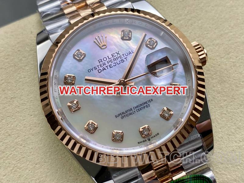 Rolextop-tier watch ARF FactoryDatejust mother-of-pearl disc 36mm rose goldsteel bracelet model front live photo