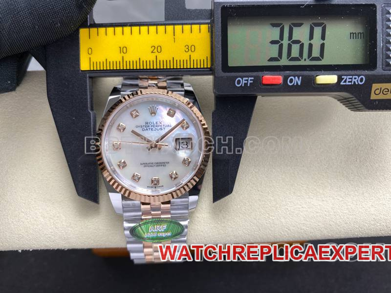 Rolextop-tier watch ARF FactoryDatejust mother-of-pearl disc 36mm rose goldsteel bracelet model front live photo
