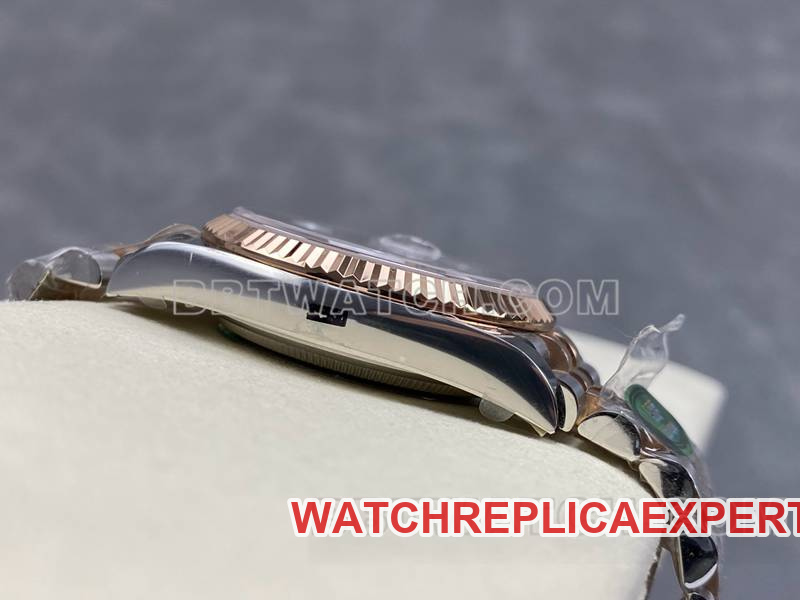 Rolex collectible watch ARF FactoryDatejustblack dial36mm rose goldsteel bracelet side live photo