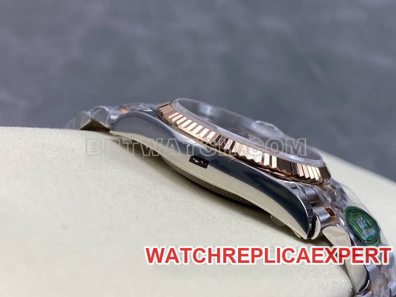 Rolex1:1replica watch ARF FactoryDatejust gray plate 36mm rose goldsteel bracelet side ear live photos
