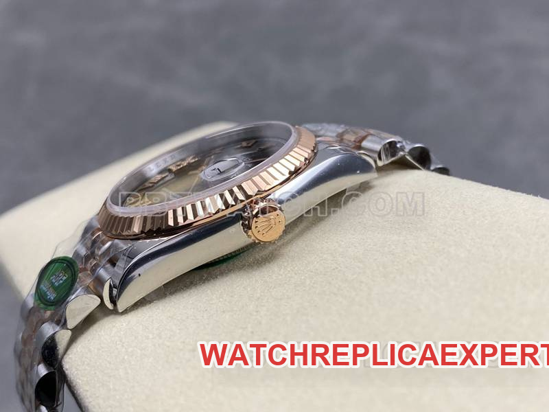 Rolex1:1replica watch ARF FactoryDatejust gray plate 36mm rose goldsteel bracelet model side live photo