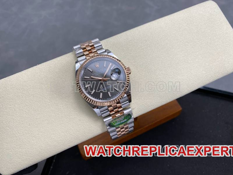 Rolex watch ARF FactoryDatejust gray plate 36mm rose goldsteel bracelet front live photo