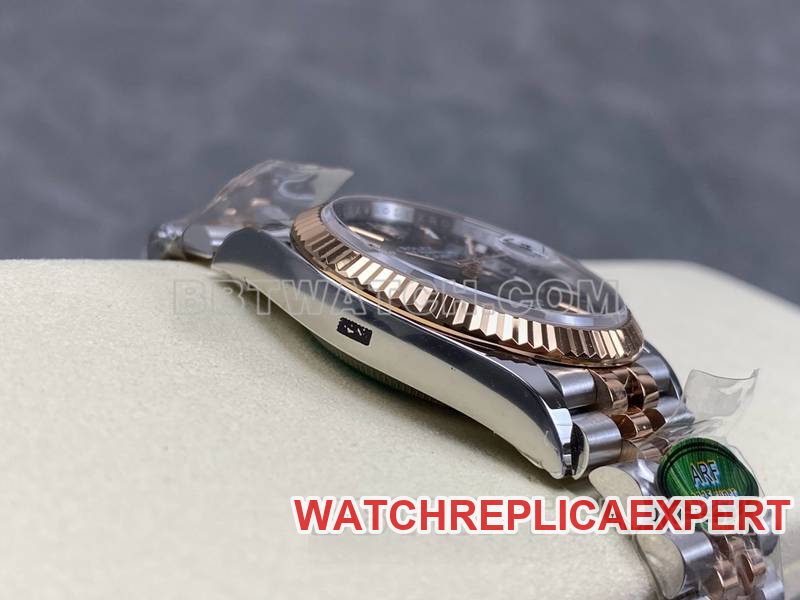 Rolex watch ARF FactoryDatejust gray plate 36mm rose goldsteel bracelet side live photo